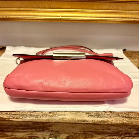 Vintage Coach Kristin Y2K SOFT Leather Flap Snap Small CrossBody Geranium Pink 🌸 - Picture 7 of 8